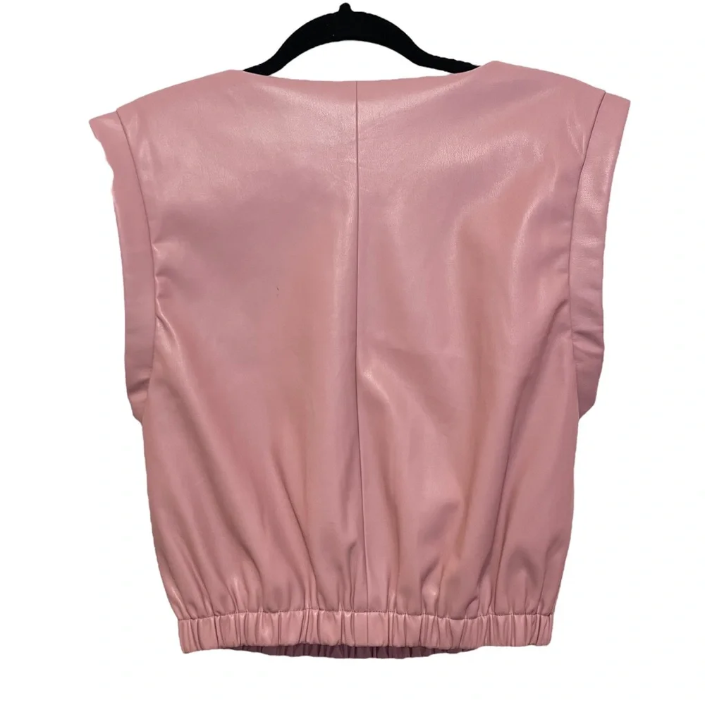 Anthropologie Bishop + Young  SOFT Faux Leather Pink Sleeveless Top Sz Small NWT - Picture 4 of 7